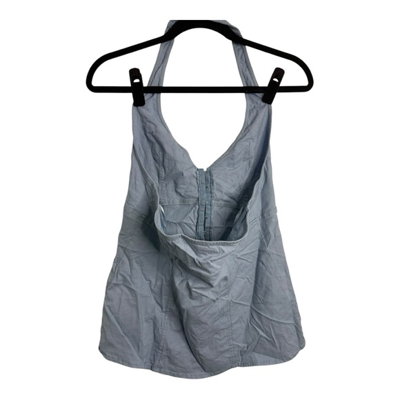 Urban Outfitters Sari Seamed Linen-Blend Halter Vest‎ Top Ashleigh Blue M NWT - Picture 9 of 13
